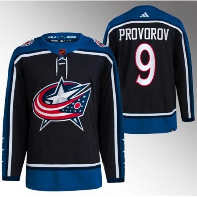 Men Columbus Blue Jackets 9 Ivan Provorov Black 2022 23 Reverse Retro Stitched Jersey