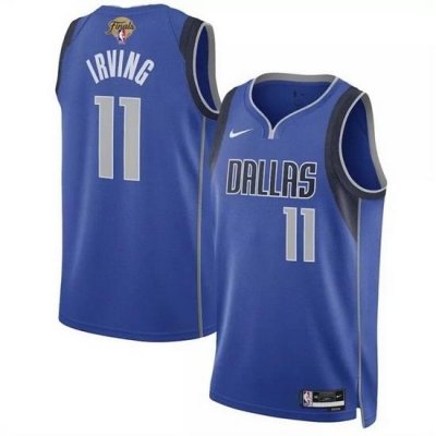 Men Dallas Mavericks 11 Kyrie Irving Blue 2024 Finals Icon Edition Stitched Basketball Jersey