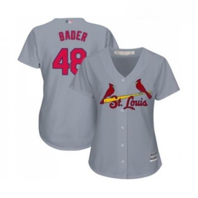 Womens St Louis Cardinals 48 Harrison Bader Replica Grey Road Cool Base Baseball Jersey