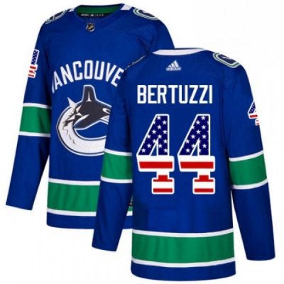 Youth Adidas Vancouver Canucks 44 Todd Bertuzzi Authentic Blue USA Flag Fashion NHL Jersey