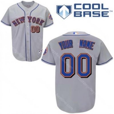 Men Women Youth All Size New York Mets Majestic Royal Cool Base Custom Jersey Grey 3