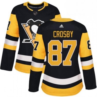 Womens Adidas Pittsburgh Penguins 87 Sidney Crosby Authentic Black Home NHL Jersey