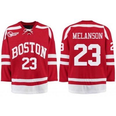 Boston University Terriers BU 23 Drew Melanson Red Stitched Hockey Jersey