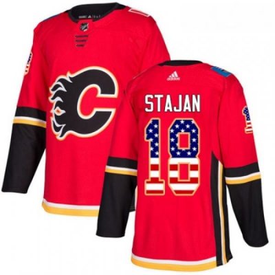 Youth Adidas Calgary Flames 18 Matt Stajan Authentic Red USA Flag Fashion NHL Jersey