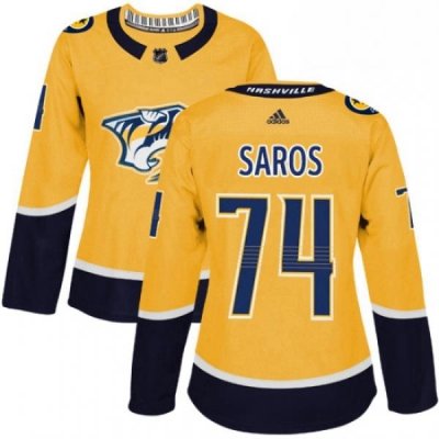 Womens Adidas Nashville Predators 74 Juuse Saros Authentic Gold Home NHL Jersey