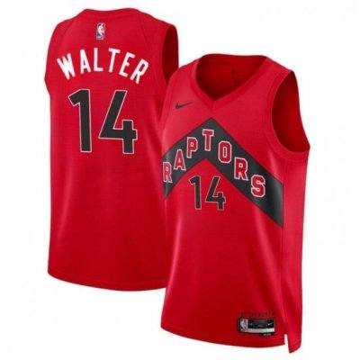 Men Toronto Raptors 14 Ja u2019Kobe Walter Red 2024 Draft Icon Edition Stitched Basketball Jersey