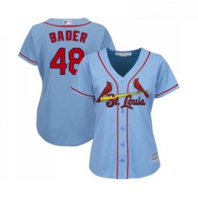 Womens St Louis Cardinals 48 Harrison Bader Replica Light Blue Alternate Cool Base Baseball Jersey