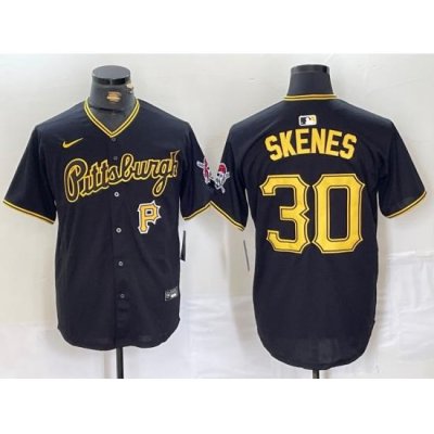 Men Pittsburgh Pirates 30 Paul Skenes Black Stitched Baseball Jersey 2