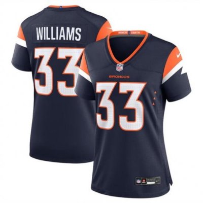 Women Denver Broncos 33 Javonte Williams Navy 2024 Alternate Stitched Jersey