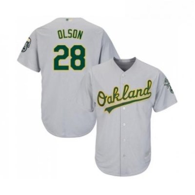 Youth Oakland Athletics 28 Matt Olson Replica Grey Road Cool Base Baseball Jersey