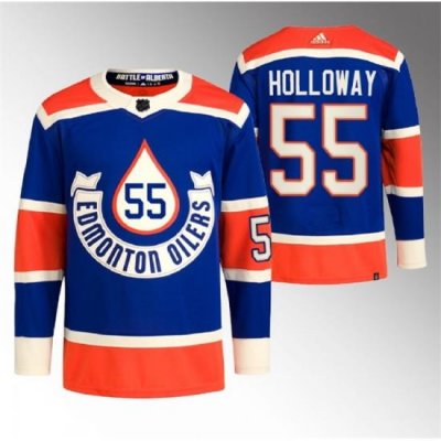 Men Edmonton Oilers 55 Dylan Holloway 2023 Royal Heritage Classic Primegreen Stitched Jersey