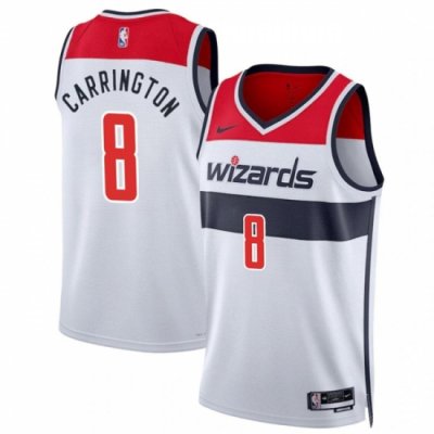 Men Washington Wizards 8 Carlton Carrington White Association Edition Stitched Basketball Jersey