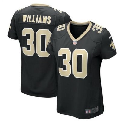 Women New Orleans Saints 30 Jamaal Williams Black Stitched Game Jersey