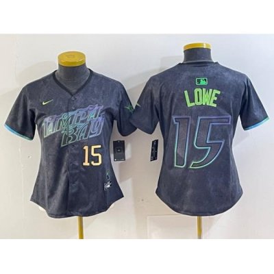 Women Tampa Bay Rays 15 Josh Lowe Charcoal 2024 City Connect Limited Stitched Baseball Jersey 1