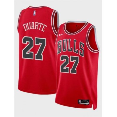 Men Chicago Bulls 27 Chris Duarte Red 2024 Icon Edition Stitched Basketball Jersey