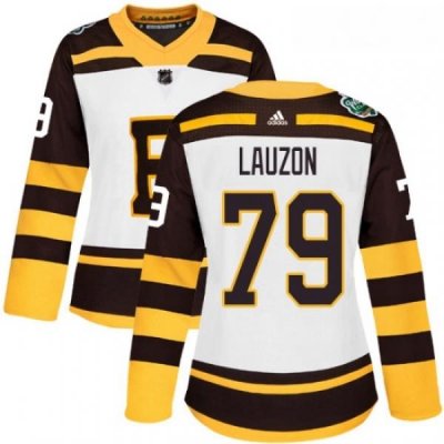 Womens Adidas Boston Bruins 79 Jeremy Lauzon Authentic White 2019 Winter Classic NHL Jersey