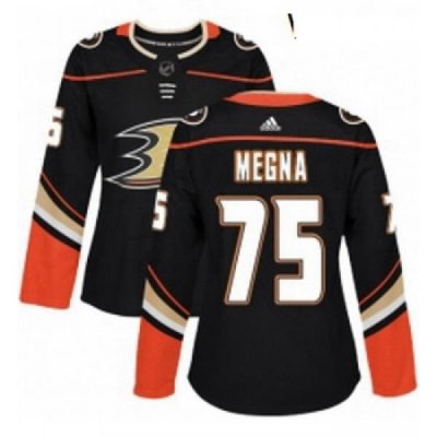 Womens Adidas Anaheim Ducks 75 Jaycob Megna Authentic Black Home NHL Jersey