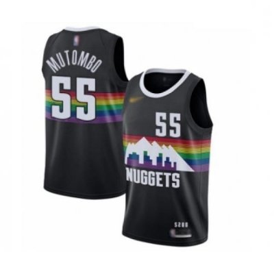 Youth Denver Nuggets #55 Dikembe Mutombo Swingman Black Basketball Jersey - 2019 20 City Edition