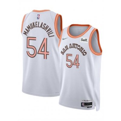 Men San Antonio Spurs 54 Sandro Mamukelashvili White 2023 24 City Edition Stitched Basketball Jersey