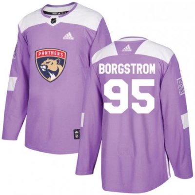 Youth Adidas Florida Panthers 95 Henrik Borgstrom Authentic Purple Fights Cancer Practice NHL Jersey