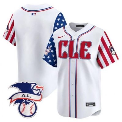 Men Cleveland Guardians Blank White 2024 Fourth Of July Vapor Premier Limited Stitched Baseball Jersey