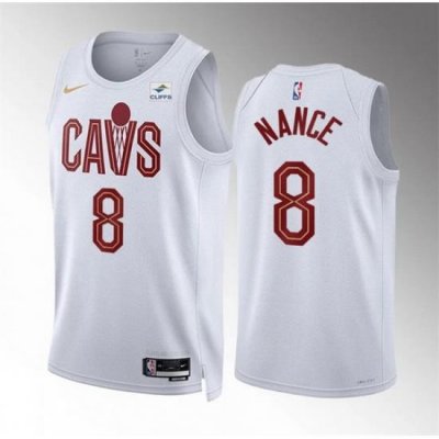 Men Cleveland Cavaliers 8 Pete Nance White Association Edition Stitched Jersey