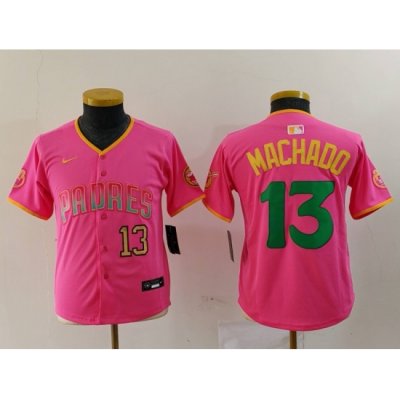 Youth San Diego Padres 3 Jackson Merrill Pink Stitched Baseball Jersey 2