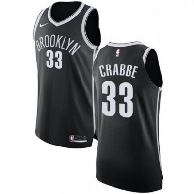 Youth Nike Brooklyn Nets 33 Allen Crabbe Authentic Black Road NBA Jersey Icon Edition