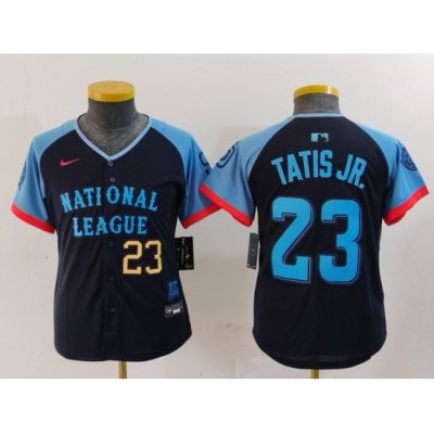 Youth National League 23 Fernando Tatis Jr  Navy 2024 All Star Limited Stitched Baseball Jersey 1