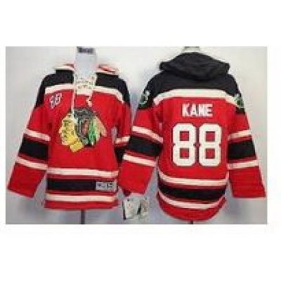 Men Chicago Blackhawks 88 Kane Red Sawyer Hooded Sweatshirt Stitched NHL Jersey