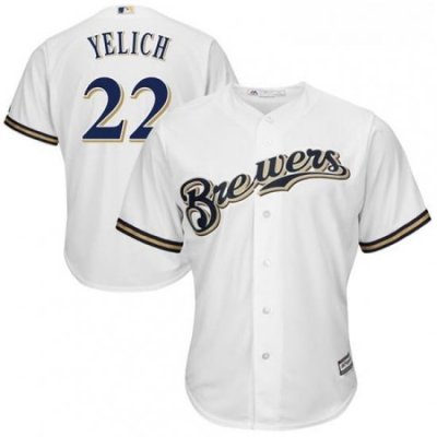 Youth Milwaukee Brewers 22 Christian Yelich White Cool Base Stitched MLB Jersey