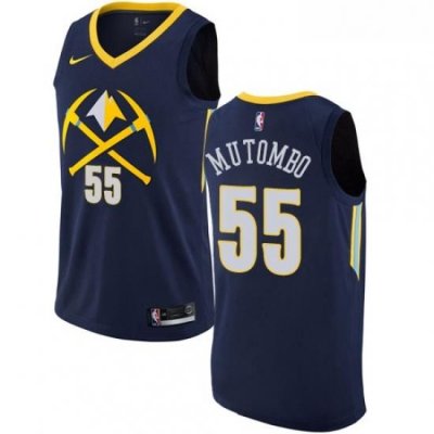 Youth Nike Denver Nuggets 55 Dikembe Mutombo Swingman Navy Blue NBA Jersey City Edition