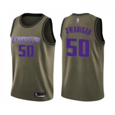 Youth Sacramento Kings 50 Caleb Swanigan Swingman Green Salute to Service Basketball Jersey